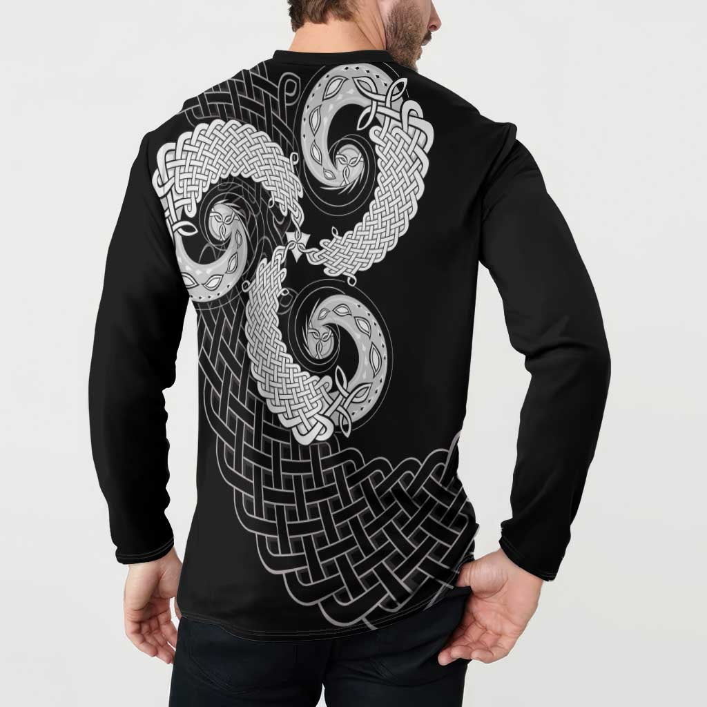 Six Celtic Countries Heritage Button Sweatshirt Black Celtic Knot Triskelion - Wonder Print Shop