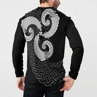 Six Celtic Countries Heritage Button Sweatshirt Black Celtic Knot Triskelion - Wonder Print Shop