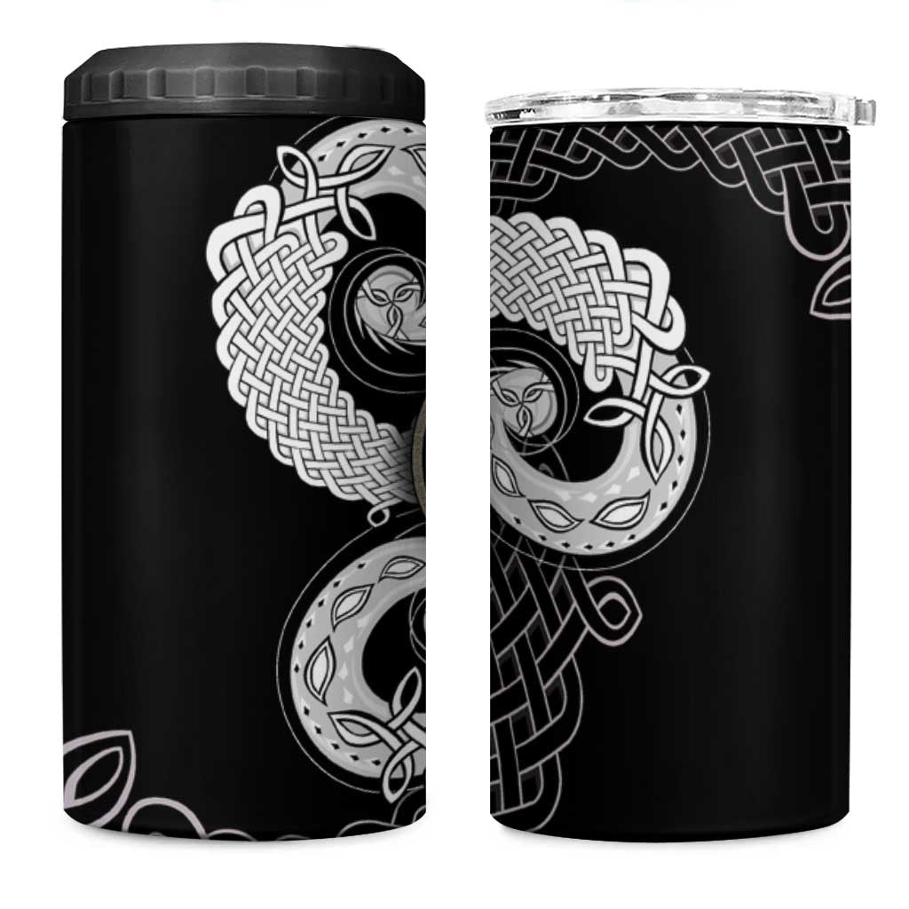 Six Celtic Countries Heritage 4 in 1 Can Cooler Tumbler Black Celtic Knot Triskelion - Wonder Print Shop