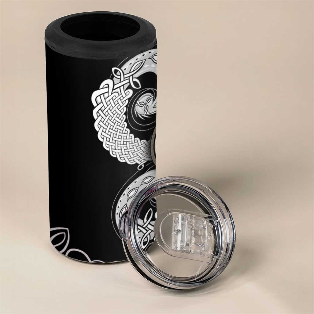 Six Celtic Countries Heritage 4 in 1 Can Cooler Tumbler Black Celtic Knot Triskelion - Wonder Print Shop