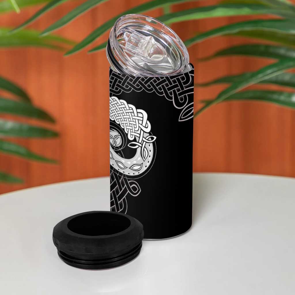 Six Celtic Countries Heritage 4 in 1 Can Cooler Tumbler Black Celtic Knot Triskelion - Wonder Print Shop