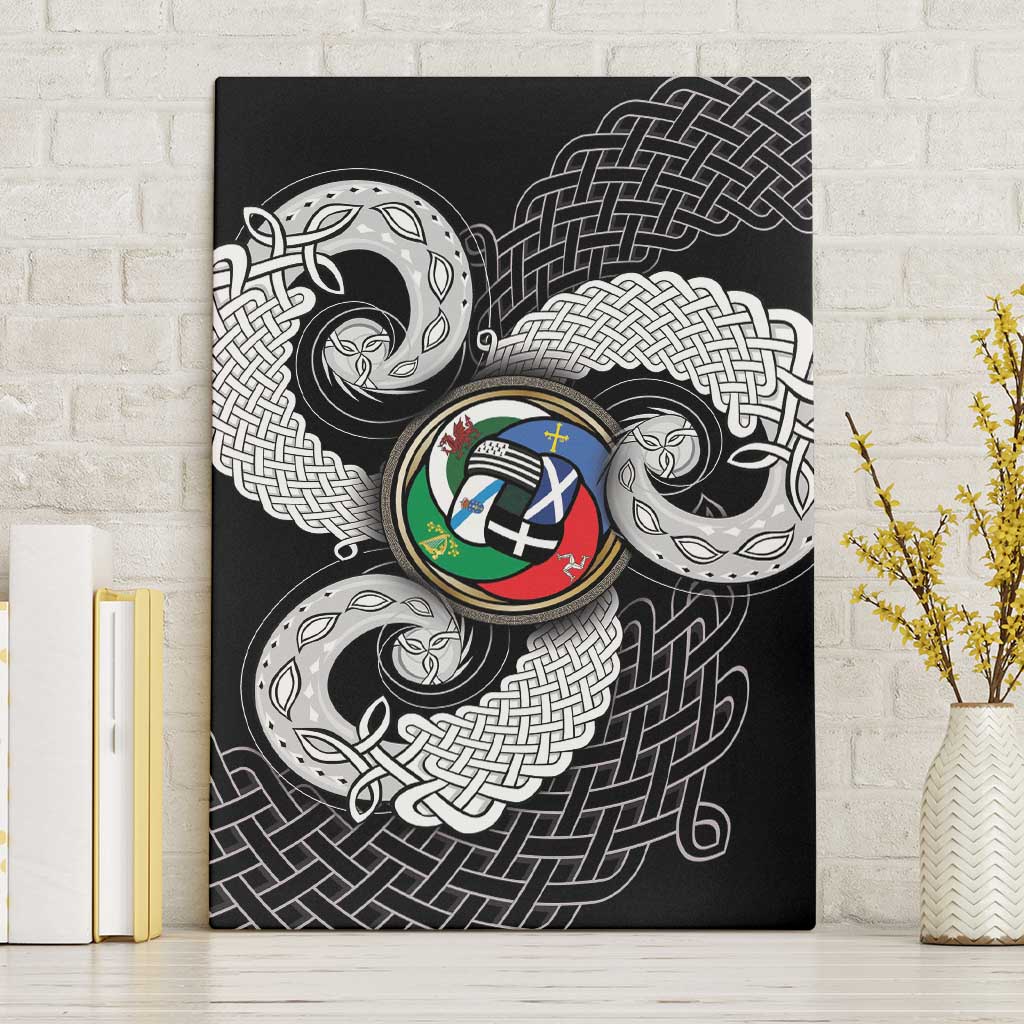 Six Celtic Countries Heritage Canvas Wall Art Black Celtic Knot Triskelion - Wonder Print Shop