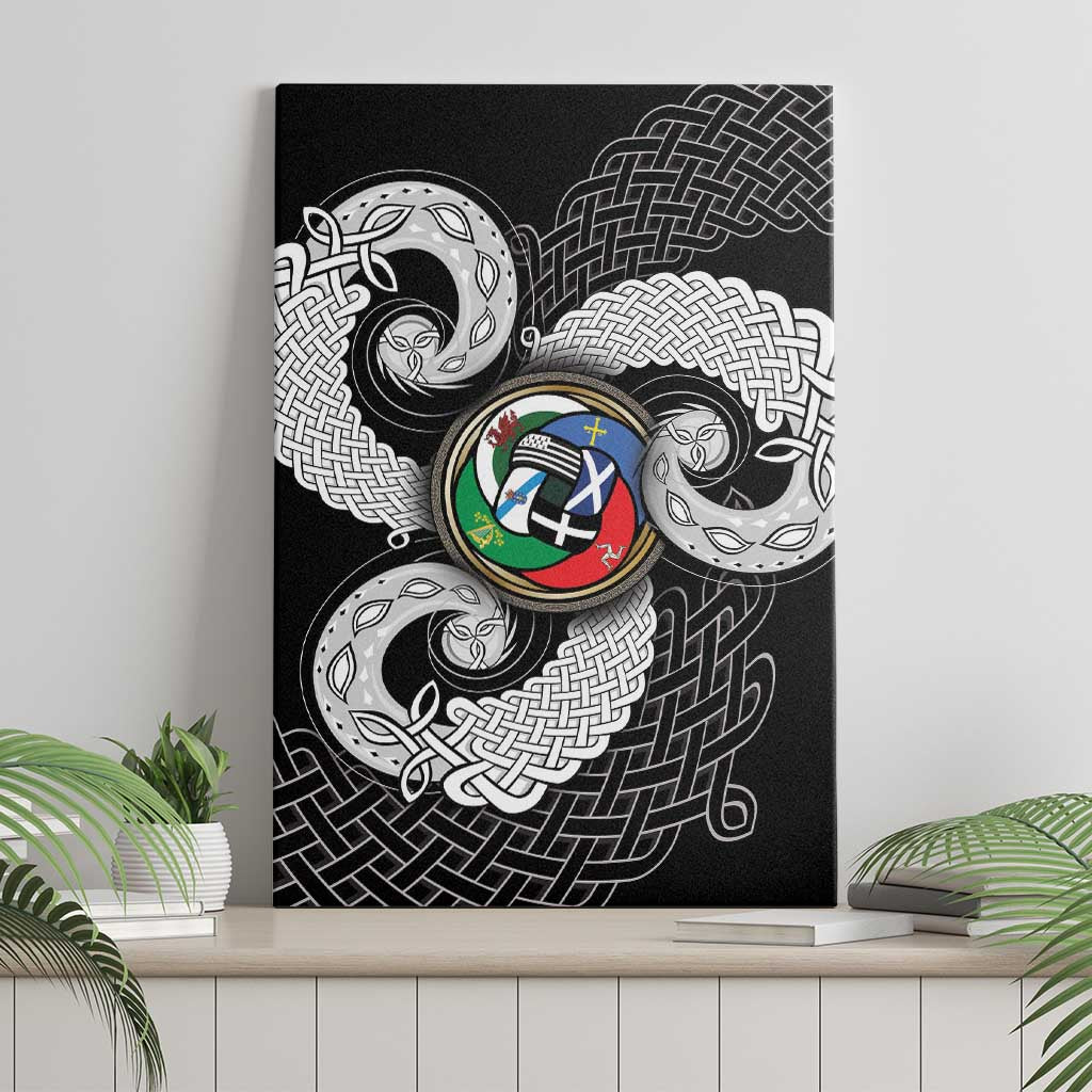 Six Celtic Countries Heritage Canvas Wall Art Black Celtic Knot Triskelion - Wonder Print Shop