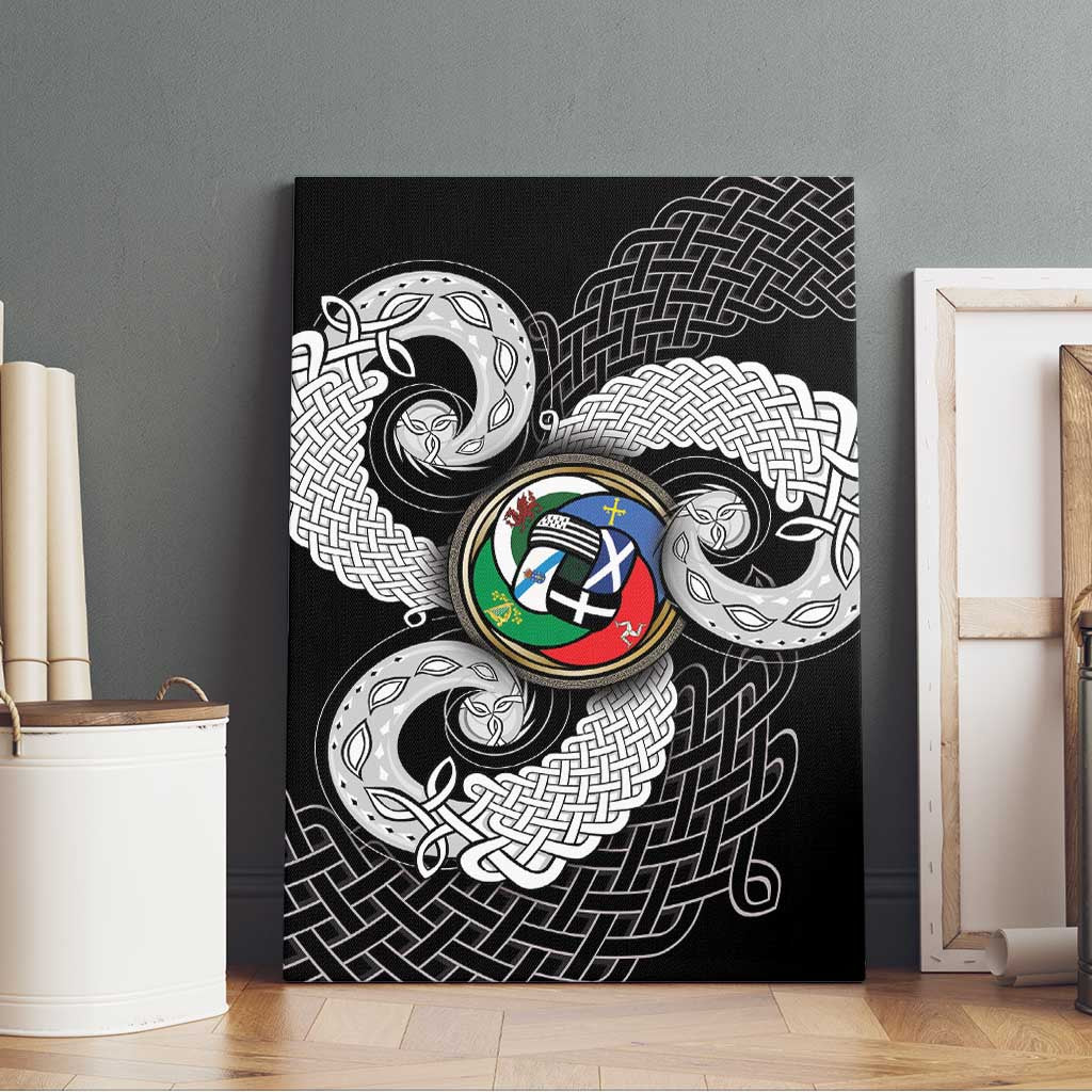 Six Celtic Countries Heritage Canvas Wall Art Black Celtic Knot Triskelion - Wonder Print Shop
