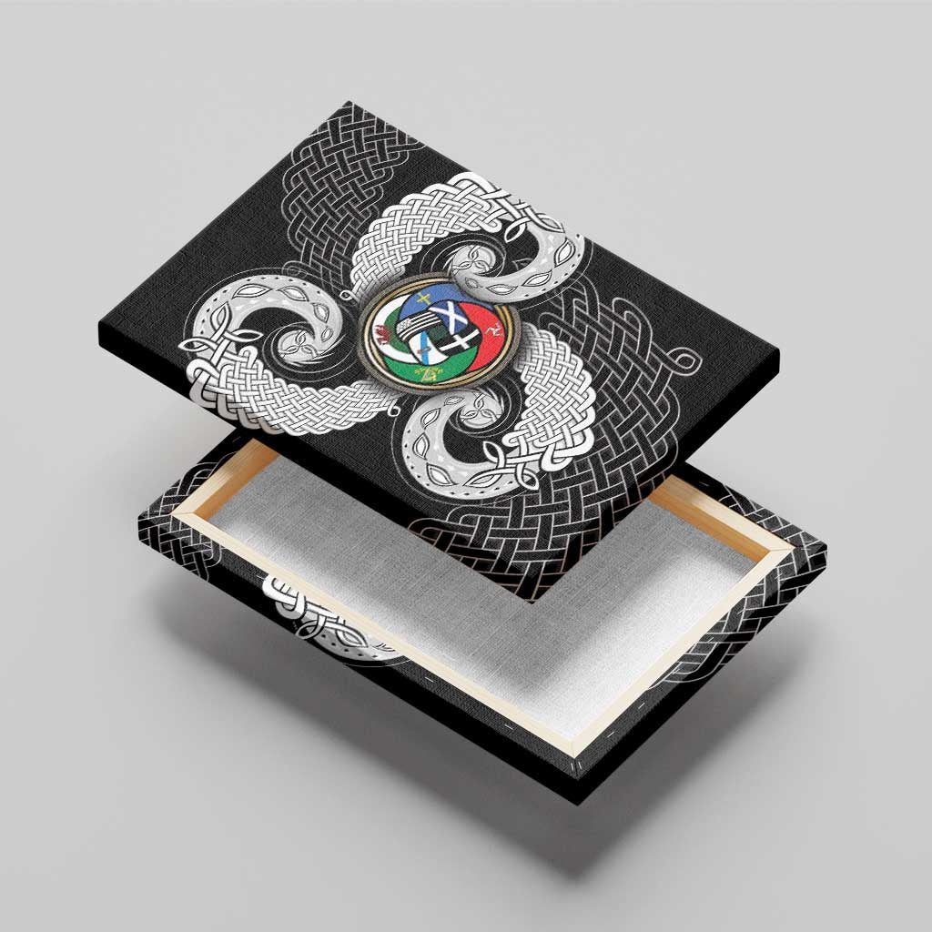 Six Celtic Countries Heritage Canvas Wall Art Black Celtic Knot Triskelion - Wonder Print Shop