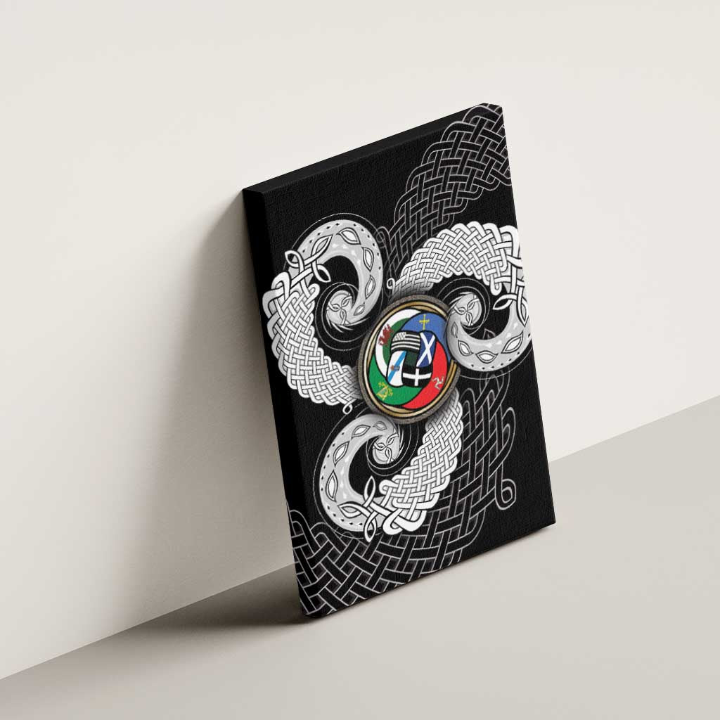 Six Celtic Countries Heritage Canvas Wall Art Black Celtic Knot Triskelion - Wonder Print Shop