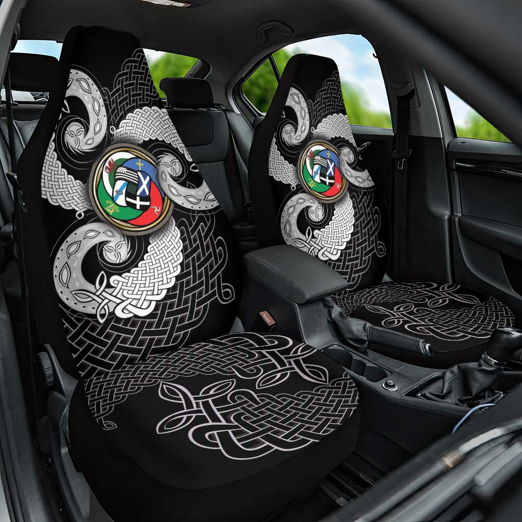 Six Celtic Countries Heritage Car Seat Cover Black Celtic Knot Triskelion - Wonder Print Shop