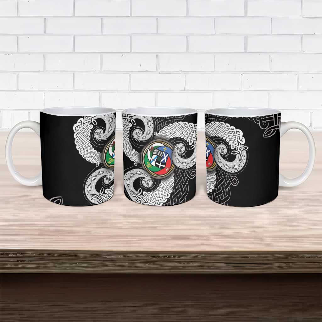 Six Celtic Countries Heritage Ceramic Mug Black Celtic Knot Triskelion - Wonder Print Shop