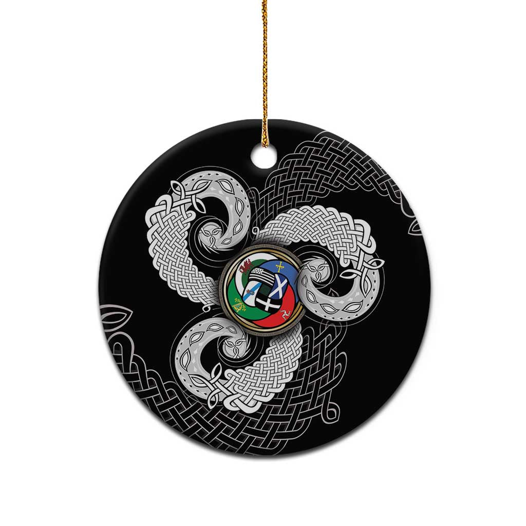 Six Celtic Countries Heritage Ceramic Ornament Black Celtic Knot Triskelion - Wonder Print Shop
