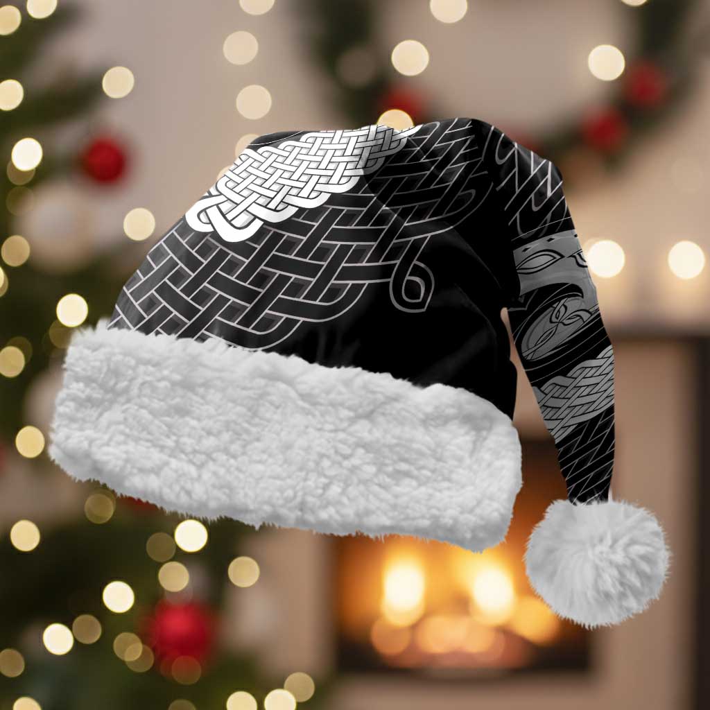 Six Celtic Countries Heritage Christmas Santa Hat Black Celtic Knot Triskelion - Wonder Print Shop