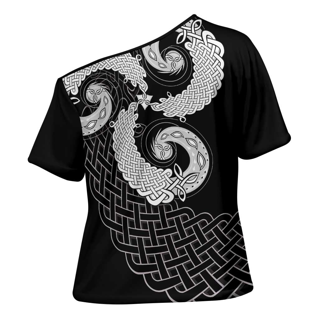 Six Celtic Countries Heritage Cross Shoulder Shirt Black Celtic Knot Triskelion - Wonder Print Shop