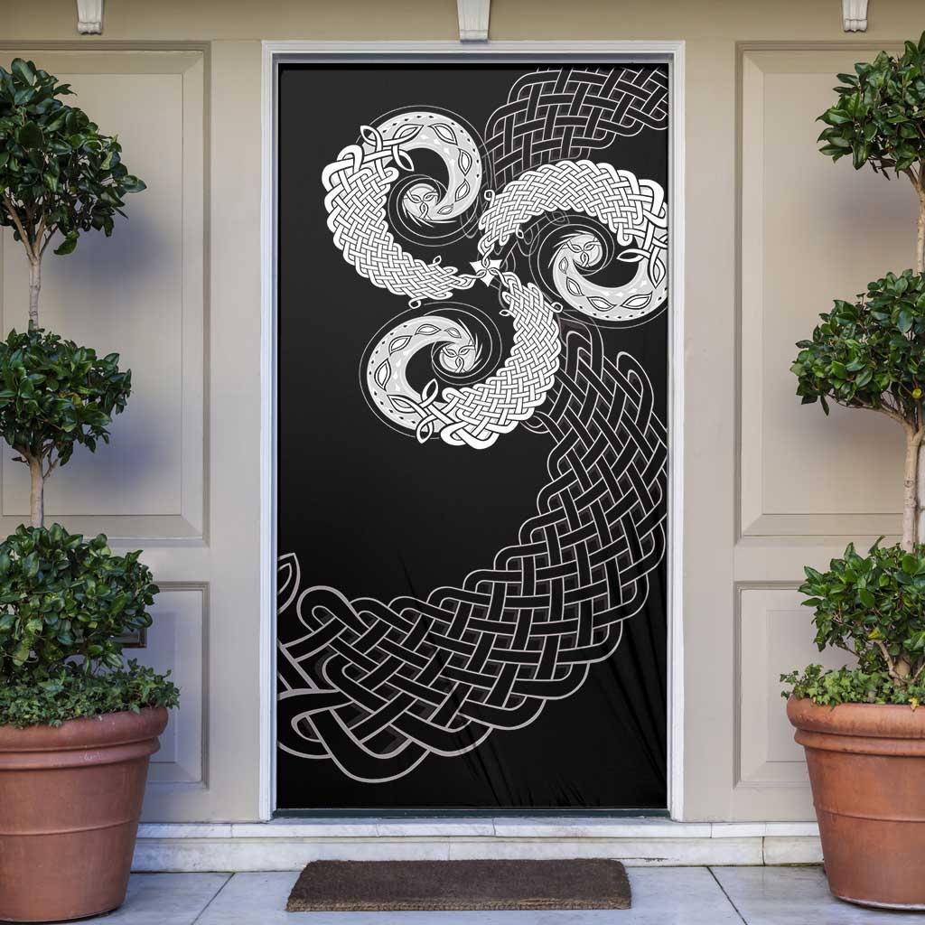 Six Celtic Countries Heritage Door Cover Black Celtic Knot Triskelion - Wonder Print Shop