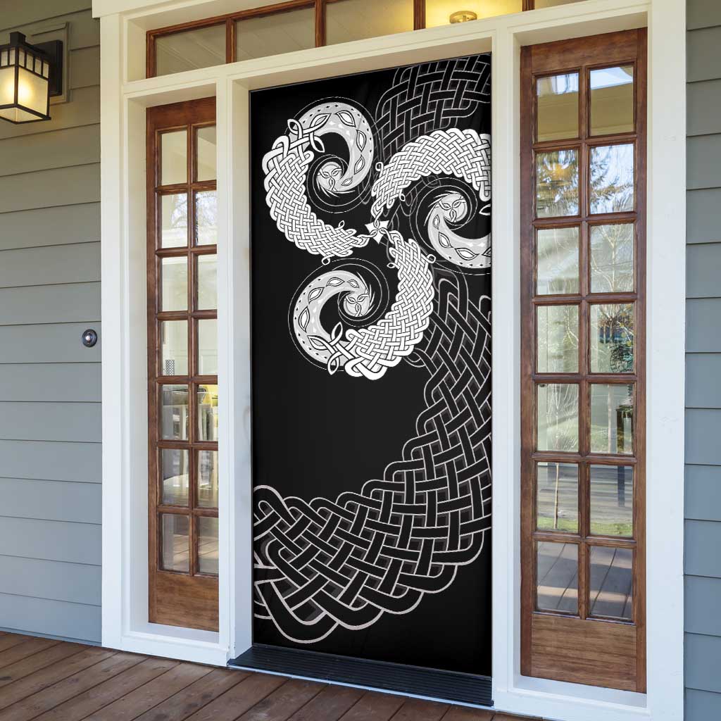Six Celtic Countries Heritage Door Cover Black Celtic Knot Triskelion - Wonder Print Shop