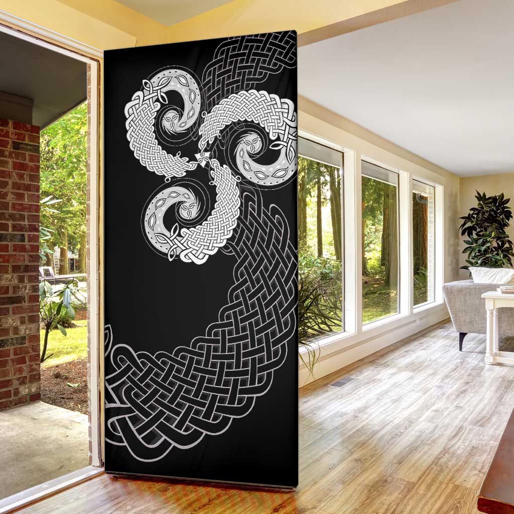 Six Celtic Countries Heritage Door Cover Black Celtic Knot Triskelion - Wonder Print Shop