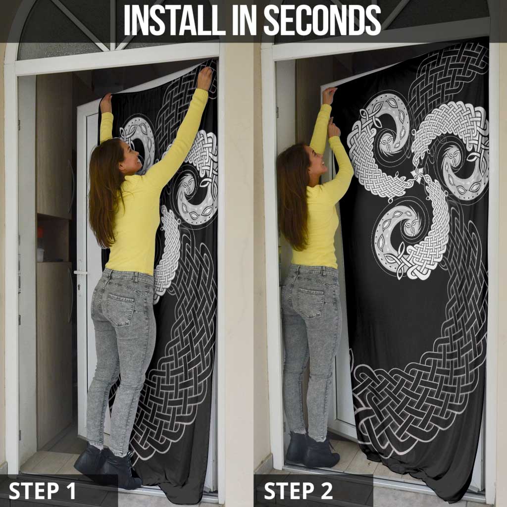 Six Celtic Countries Heritage Door Cover Black Celtic Knot Triskelion - Wonder Print Shop