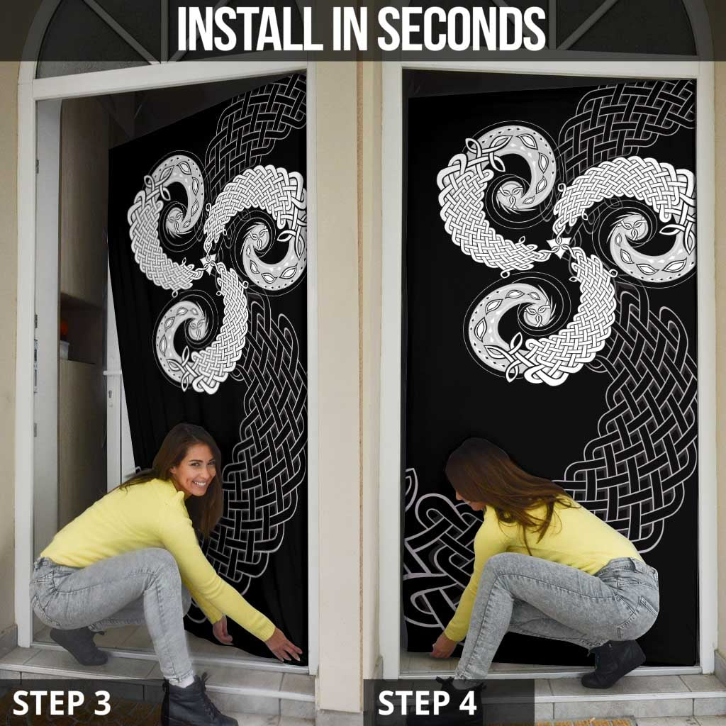 Six Celtic Countries Heritage Door Cover Black Celtic Knot Triskelion - Wonder Print Shop