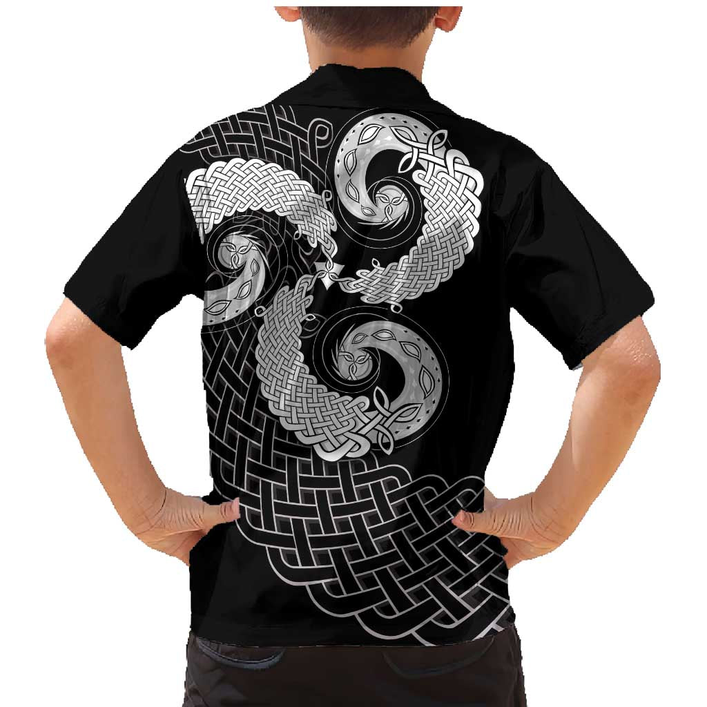 Six Celtic Countries Heritage Family Matching Mermaid Dress and Hawaiian Shirt Black Celtic Knot Triskelion - Wonder Print Shop