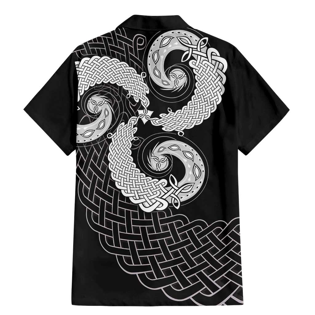 Six Celtic Countries Heritage Family Matching Mermaid Dress and Hawaiian Shirt Black Celtic Knot Triskelion - Wonder Print Shop