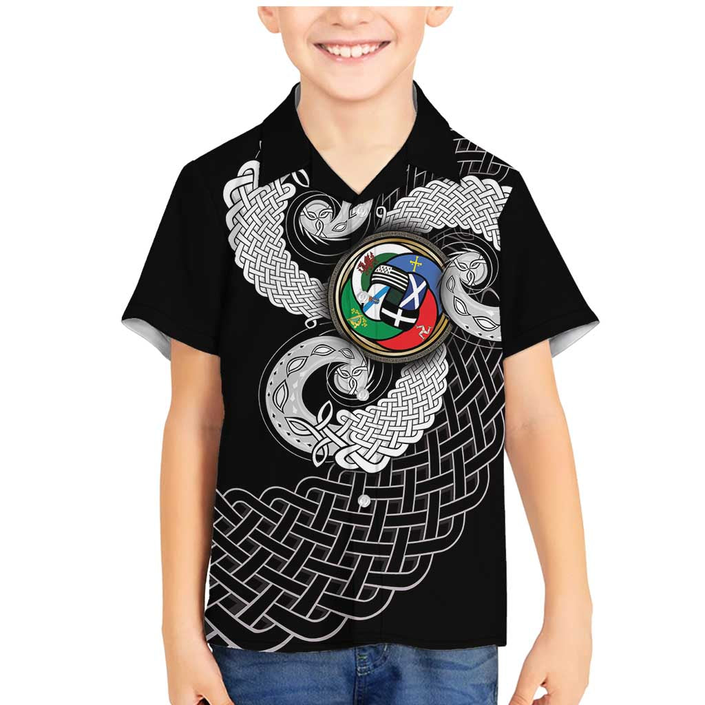 Six Celtic Countries Heritage Family Matching Mermaid Dress and Hawaiian Shirt Black Celtic Knot Triskelion - Wonder Print Shop