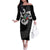 Six Celtic Countries Heritage Family Matching Off The Shoulder Long Sleeve Dress and Hawaiian Shirt Black Celtic Knot Triskelion - Wonder Print Shop