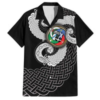 Six Celtic Countries Heritage Family Matching Off Shoulder Maxi Dress and Hawaiian Shirt Black Celtic Knot Triskelion - Wonder Print Shop