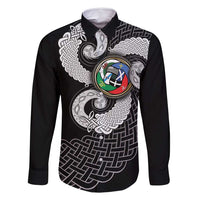 Six Celtic Countries Heritage Family Matching Off Shoulder Short Dress and Hawaiian Shirt Black Celtic Knot Triskelion - Wonder Print Shop