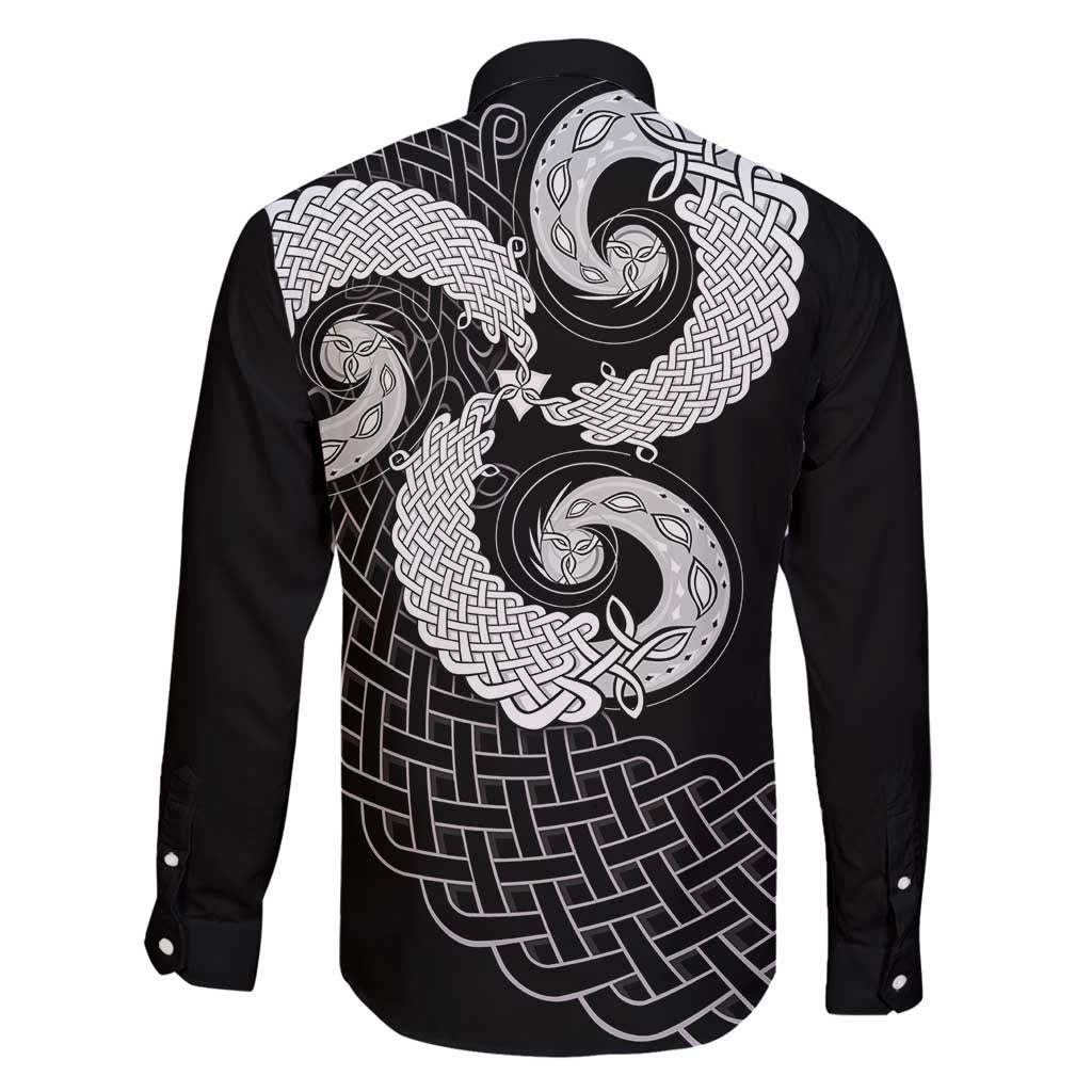 Six Celtic Countries Heritage Family Matching Off Shoulder Short Dress and Hawaiian Shirt Black Celtic Knot Triskelion - Wonder Print Shop