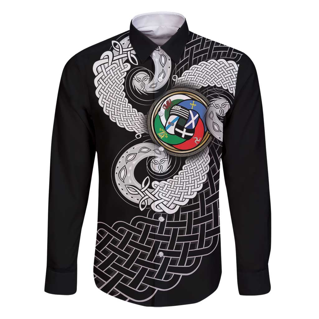 Six Celtic Countries Heritage Family Matching Puletasi and Hawaiian Shirt Black Celtic Knot Triskelion - Wonder Print Shop