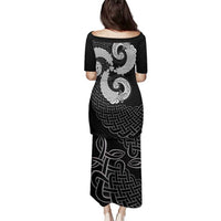 Six Celtic Countries Heritage Family Matching Puletasi and Hawaiian Shirt Black Celtic Knot Triskelion - Wonder Print Shop