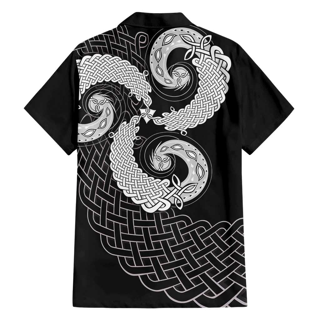 Six Celtic Countries Heritage Family Matching Short Sleeve Bodycon Dress and Hawaiian Shirt Black Celtic Knot Triskelion - Wonder Print Shop