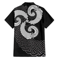 Six Celtic Countries Heritage Family Matching Short Sleeve Bodycon Dress and Hawaiian Shirt Black Celtic Knot Triskelion - Wonder Print Shop