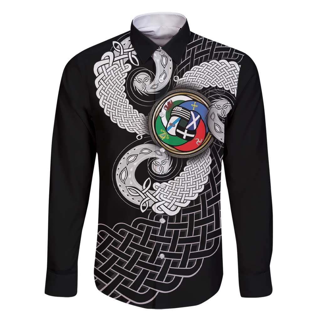 Six Celtic Countries Heritage Family Matching Short Sleeve Bodycon Dress and Hawaiian Shirt Black Celtic Knot Triskelion - Wonder Print Shop