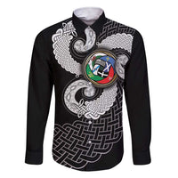 Six Celtic Countries Heritage Family Matching Short Sleeve Bodycon Dress and Hawaiian Shirt Black Celtic Knot Triskelion - Wonder Print Shop