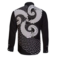 Six Celtic Countries Heritage Family Matching Short Sleeve Bodycon Dress and Hawaiian Shirt Black Celtic Knot Triskelion - Wonder Print Shop