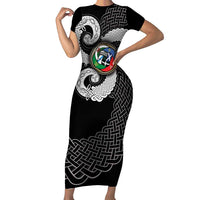 Six Celtic Countries Heritage Family Matching Short Sleeve Bodycon Dress and Hawaiian Shirt Black Celtic Knot Triskelion - Wonder Print Shop