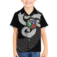 Six Celtic Countries Heritage Family Matching Short Sleeve Bodycon Dress and Hawaiian Shirt Black Celtic Knot Triskelion - Wonder Print Shop