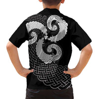 Six Celtic Countries Heritage Family Matching Summer Maxi Dress and Hawaiian Shirt Black Celtic Knot Triskelion - Wonder Print Shop