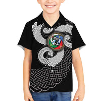 Six Celtic Countries Heritage Family Matching Summer Maxi Dress and Hawaiian Shirt Black Celtic Knot Triskelion - Wonder Print Shop