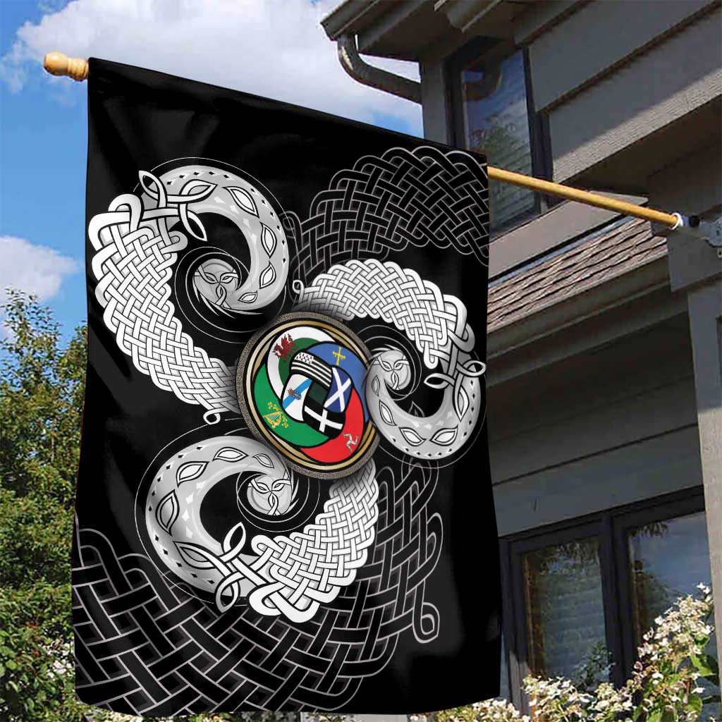 Six Celtic Countries Heritage Garden Flag Black Celtic Knot Triskelion - Wonder Print Shop