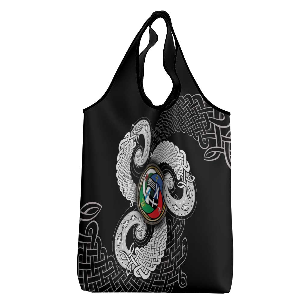 Six Celtic Countries Heritage Grocery Bag Black Celtic Knot Triskelion - Wonder Print Shop