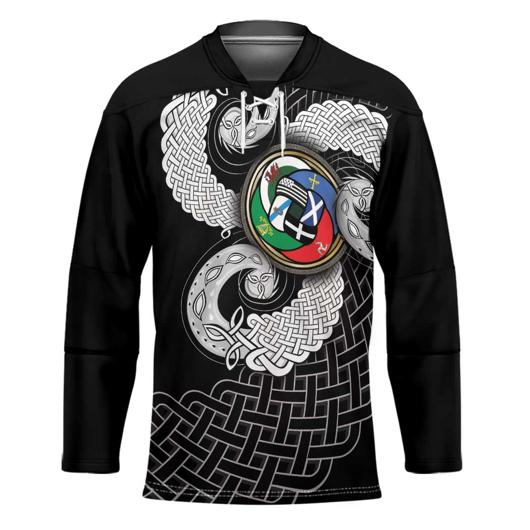 Six Celtic Countries Heritage Hockey Jersey Black Celtic Knot Triskelion - Wonder Print Shop