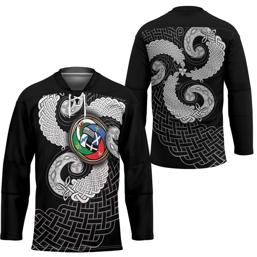 Six Celtic Countries Heritage Hockey Jersey Black Celtic Knot Triskelion - Wonder Print Shop
