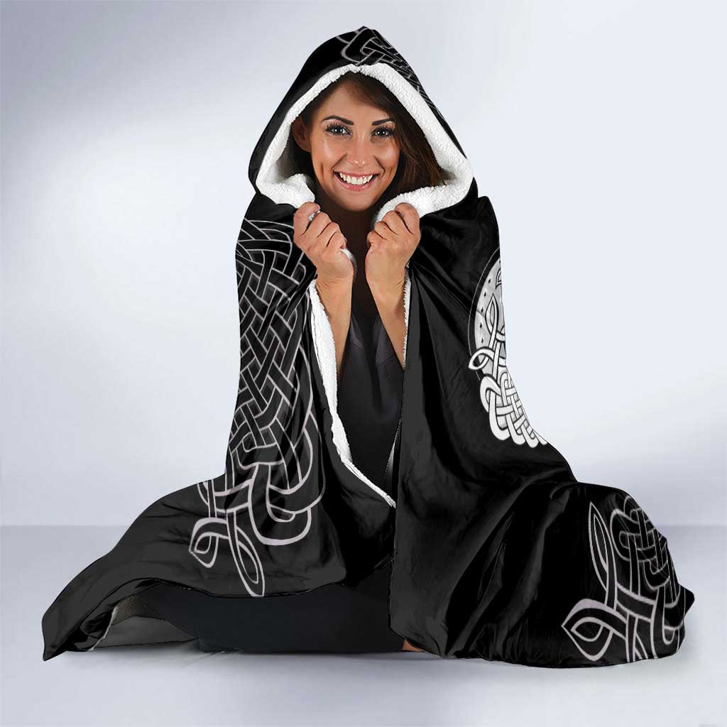 Six Celtic Countries Heritage Hooded Blanket Black Celtic Knot Triskelion - Wonder Print Shop