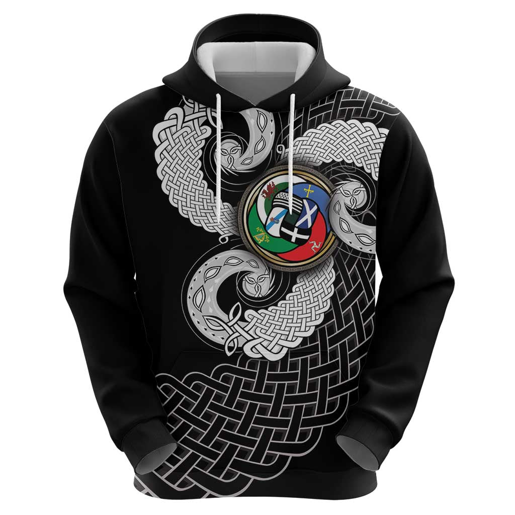 Six Celtic Countries Heritage Hoodie Black Celtic Knot Triskelion - Wonder Print Shop