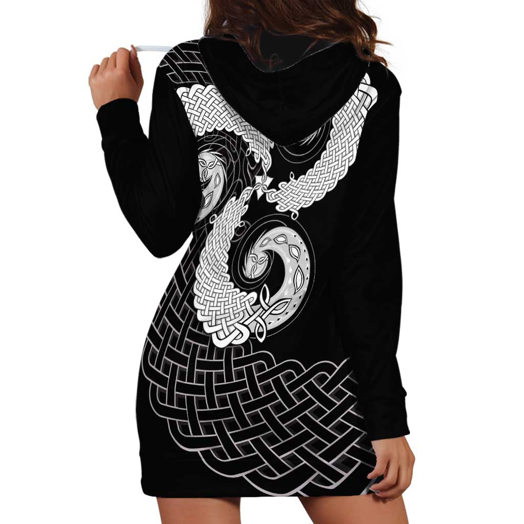 Six Celtic Countries Heritage Hoodie Dress Black Celtic Knot Triskelion - Wonder Print Shop