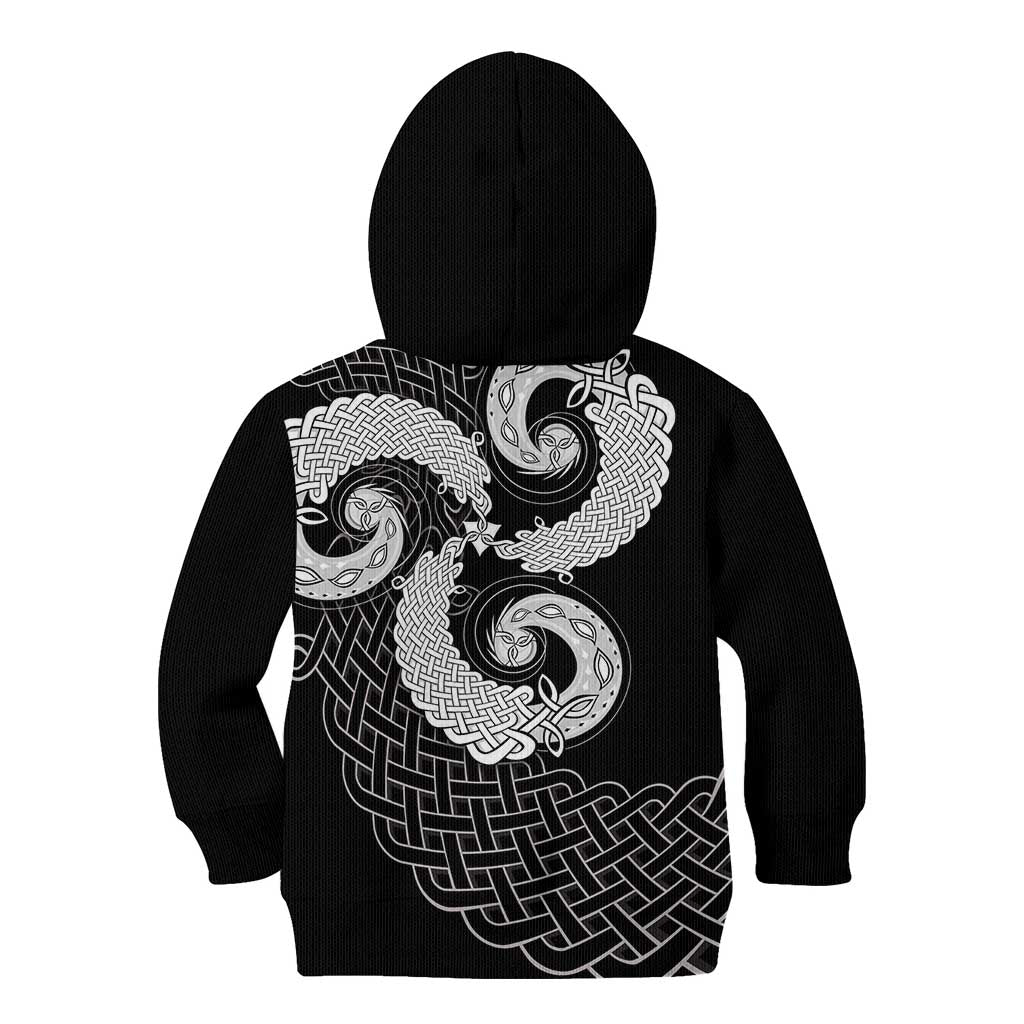 Six Celtic Countries Heritage Kid Hoodie Black Celtic Knot Triskelion - Wonder Print Shop