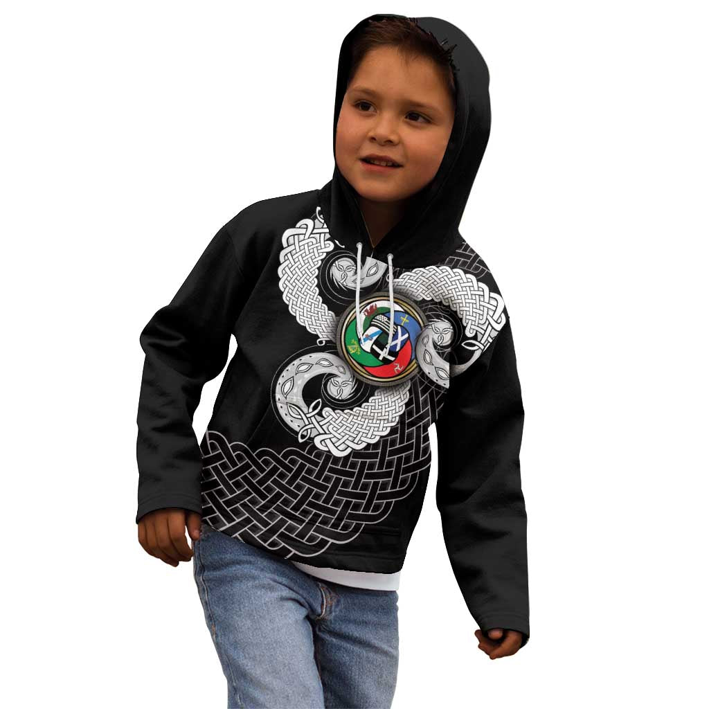 Six Celtic Countries Heritage Kid Hoodie Black Celtic Knot Triskelion - Wonder Print Shop
