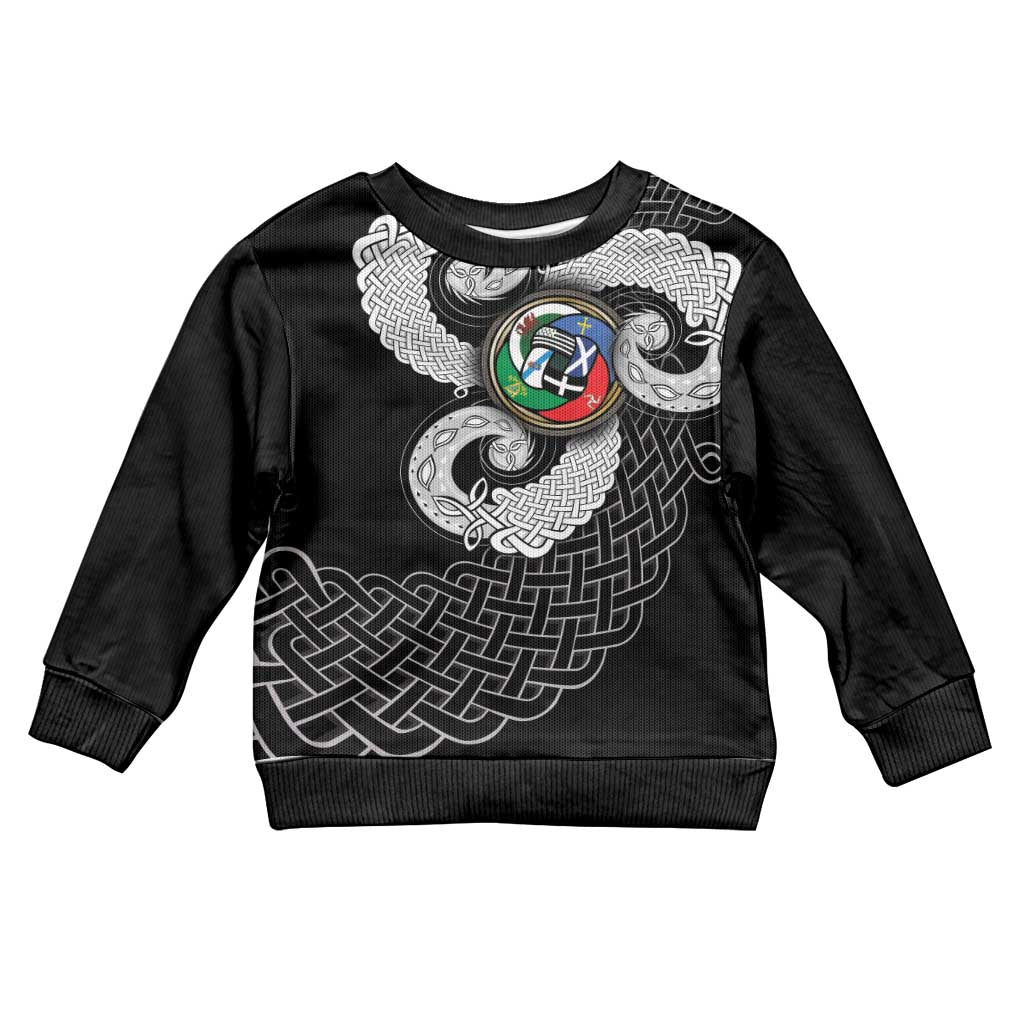 Six Celtic Countries Heritage Kid Ugly Christmas Sweater Black Celtic Knot Triskelion - Wonder Print Shop