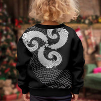 Six Celtic Countries Heritage Kid Ugly Christmas Sweater Black Celtic Knot Triskelion - Wonder Print Shop