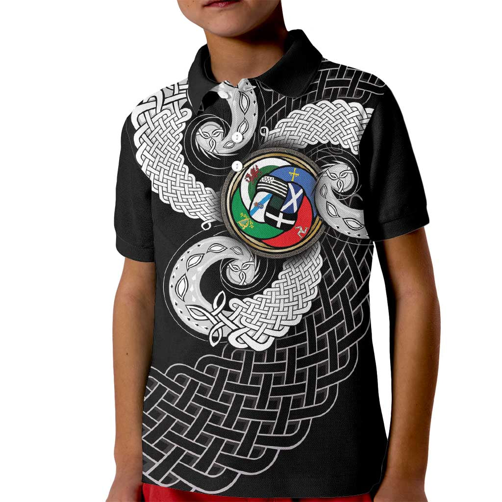 Six Celtic Countries Heritage Kid Polo Shirt Black Celtic Knot Triskelion - Wonder Print Shop